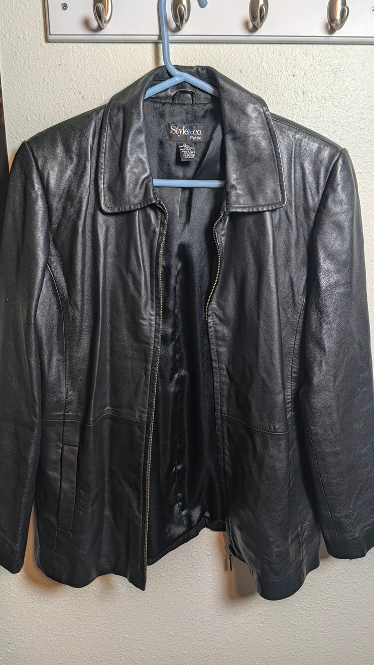 Style & Co. Women's Faux Leather Jacket Size Large